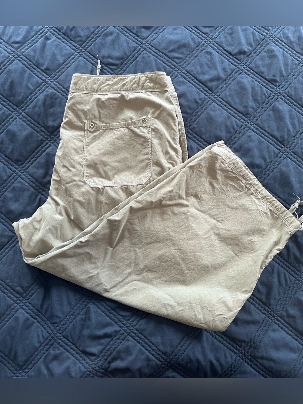 fresh produce Women's Drawstring Capris - Light Sage Green 100% Cotton Size XL